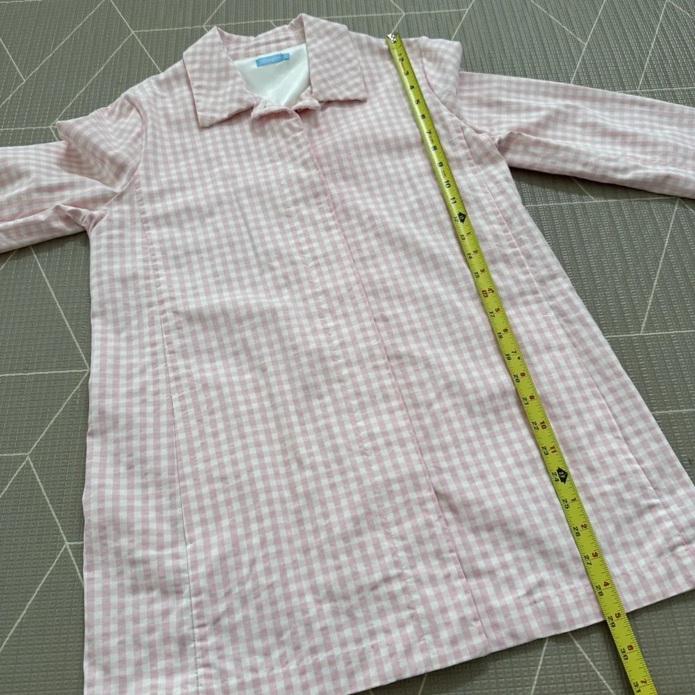 J McLaughlin Tyra‎ Coat Size Large Pink Gingham Trench Coat